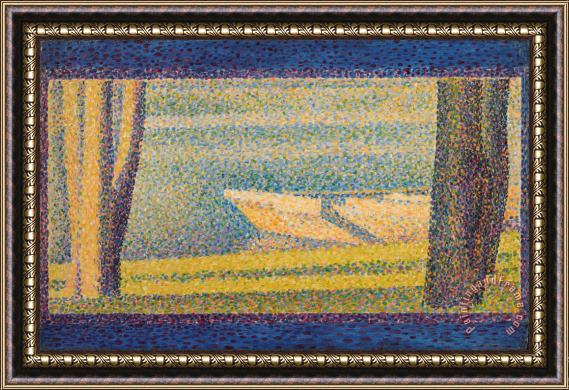 Georges Seurat Moored Boats And Trees Framed Painting