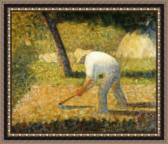 Georges Seurat Peasant with Hoe (paysan a La Houe) Framed Print