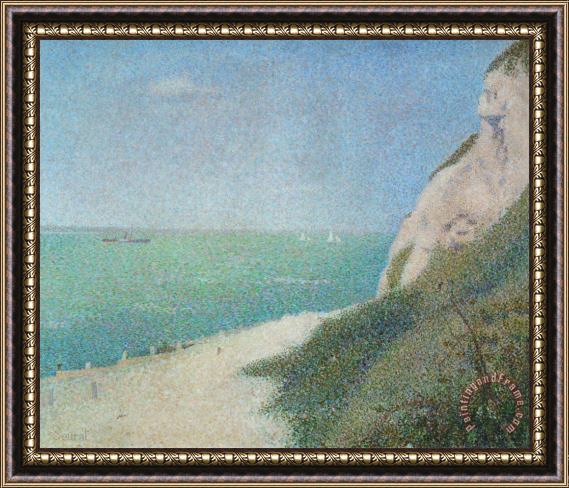 Georges Seurat The Beach Le Bas Butin at Honfleur Framed Painting