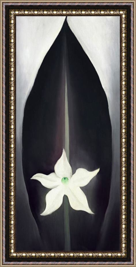 Georgia O'keeffe Autumn Leaf with White Flower, 1926 Framed Painting
