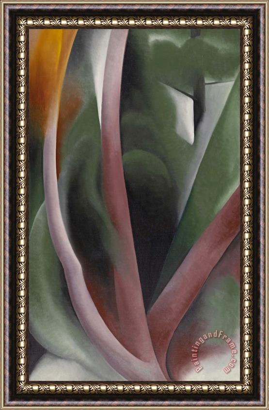 Georgia O'keeffe Birch And Pine Trees Pink, 1925 Framed Painting