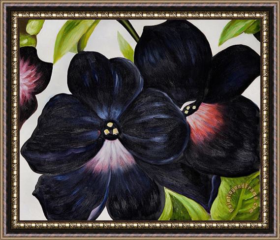 Georgia O'keeffe Black And Purple Petunias Framed Print
