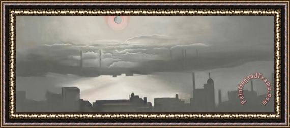 Georgia O'keeffe East River with Sun, 1926 Framed Painting