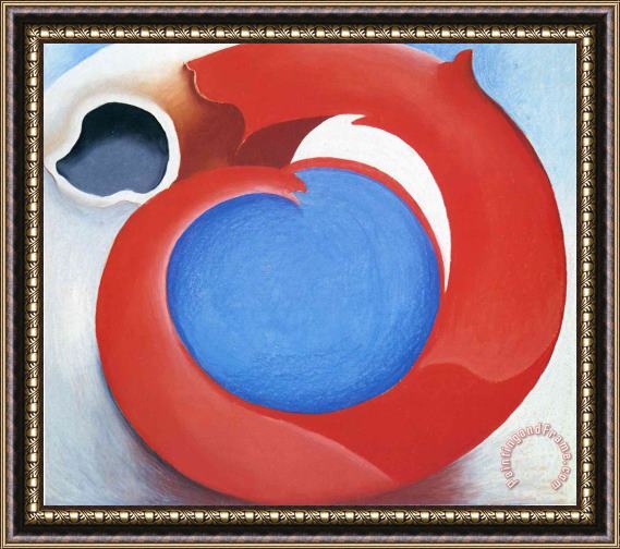 Georgia O'keeffe Goat S Horn with Red Framed Painting