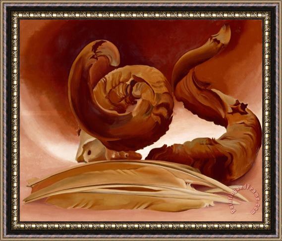 Georgia O'keeffe Horn And Feathers, 1937 Framed Painting