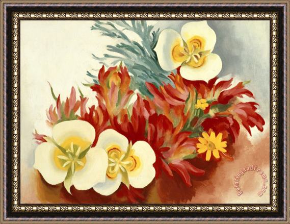 Georgia O'keeffe Mariposa Lilies And Indian Paintbrush, 1941 Framed Painting