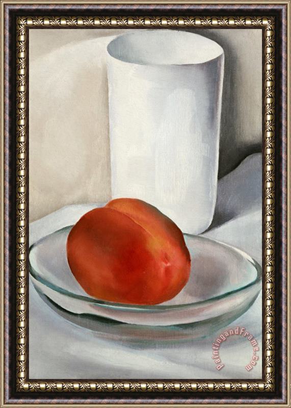 Georgia O'keeffe Peach And Glass, 1927 Framed Painting