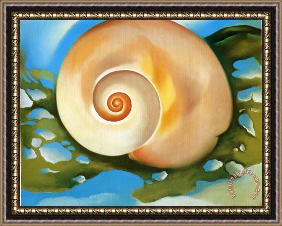 Georgia O'keeffe Pink Shell with Seaweed Framed Painting