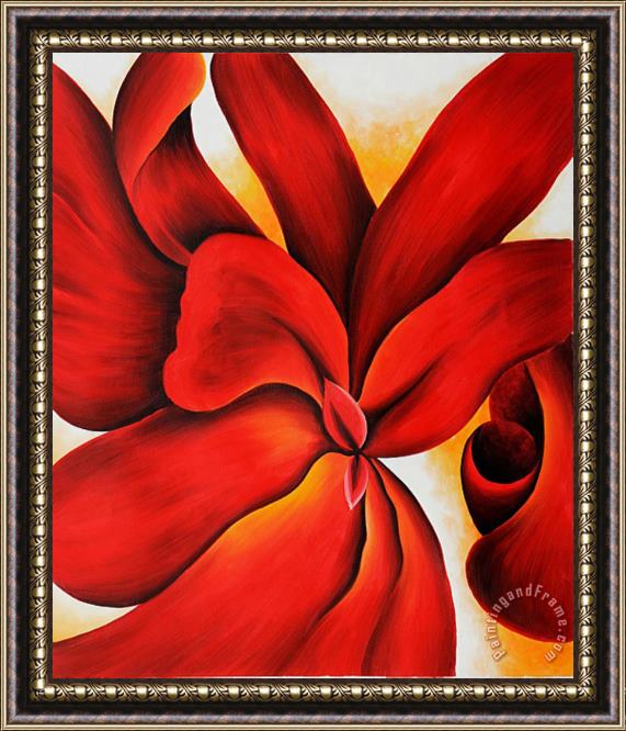 Georgia O'keeffe Red Cannas 1 Framed Painting