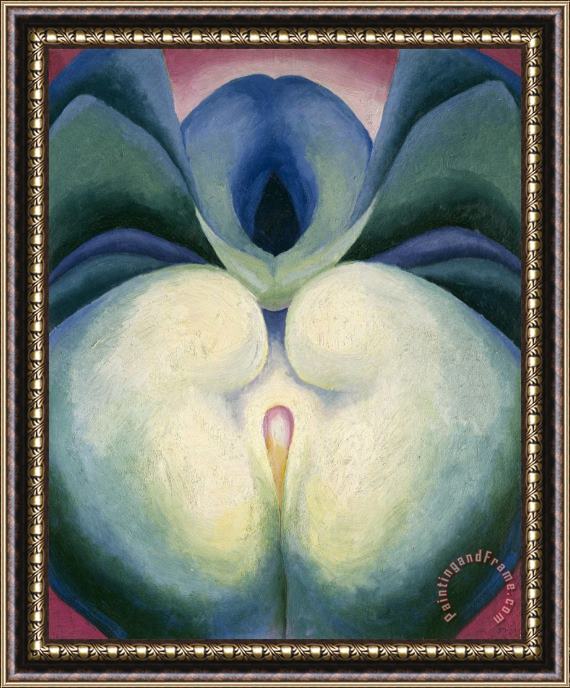 Georgia O'keeffe Series I White & Blue Flower Shapes, 1919 Framed Painting