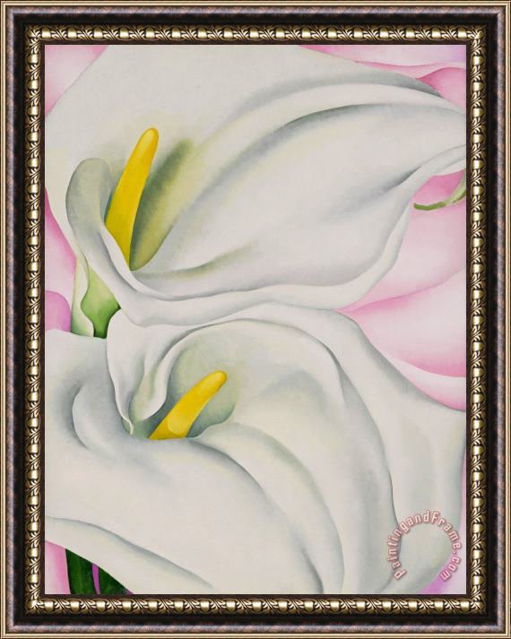 Georgia O'keeffe Two Calla Lilies on Pink, 1928 Framed Painting