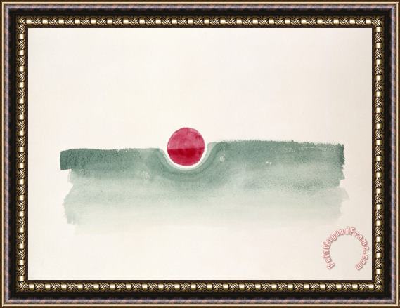 Georgia O'keeffe Untitled (abstraction Green Line And Red Circle), 1978 Framed Print