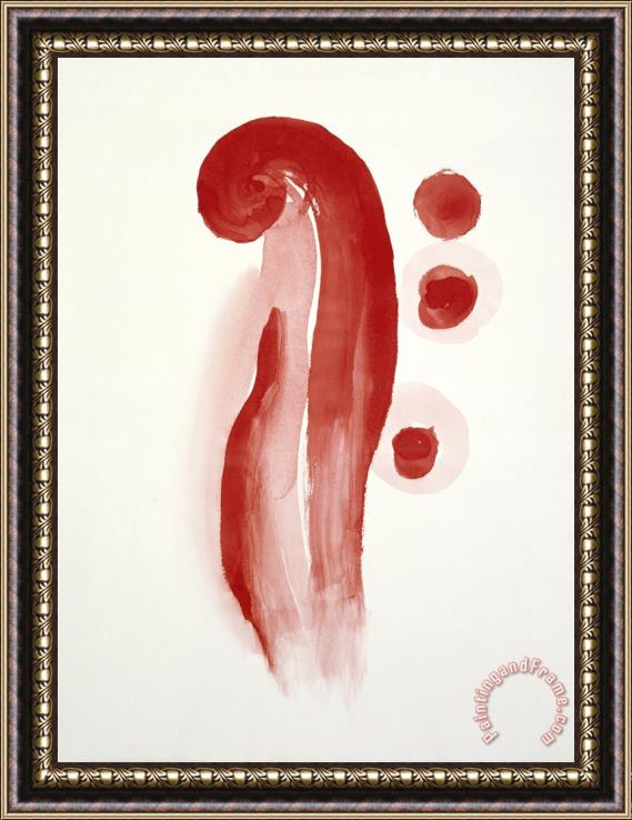 Georgia O'keeffe Untitled (abstraction Orange Curve And Circles), 1970s Framed Print
