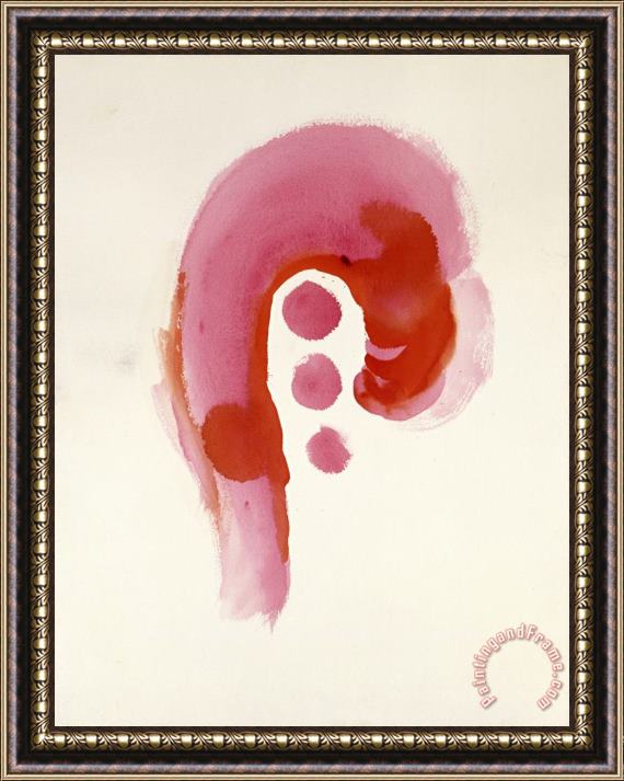 Georgia O'keeffe Untitled (abstraction Pink Curve And Circles), 1970s Framed Painting