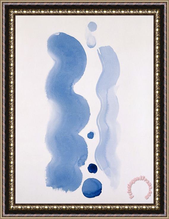 Georgia O'keeffe Untitled (curved Line And Round Spots Blue), 1976 1977 Framed Print