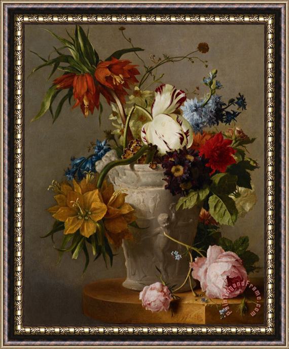 Georgius Jacobus Johannes van Os An Arrangement With Flowers Framed Print
