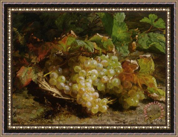 Geraldine Jacoba Van De Sande Bakhuyzen A Still Life with Grapes in a Basket Framed Painting