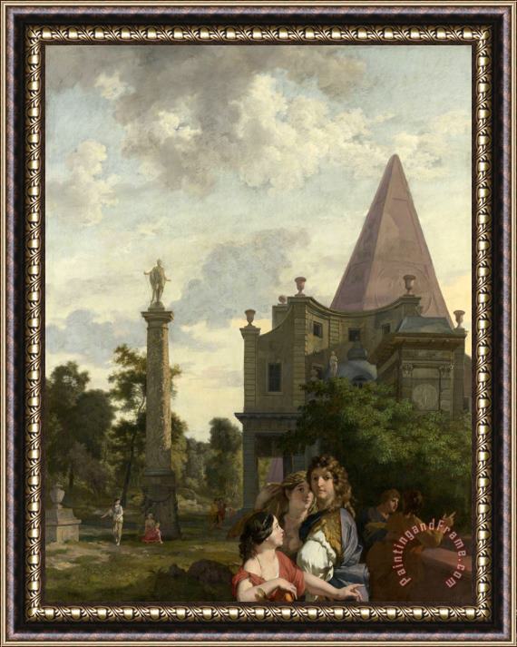 Gerard de Lairesse Italian Landscape with Three Women in The Foreground Framed Painting