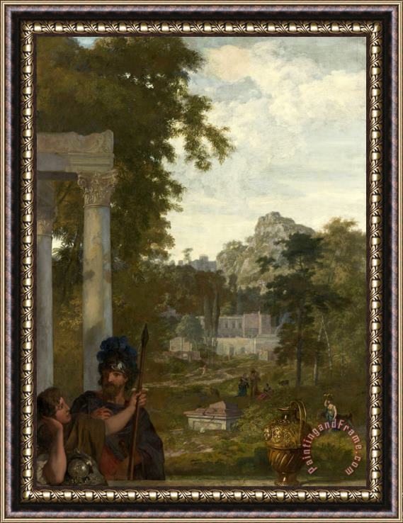 Gerard de Lairesse Italian Landscape with Two Roman Soldiers Framed Print