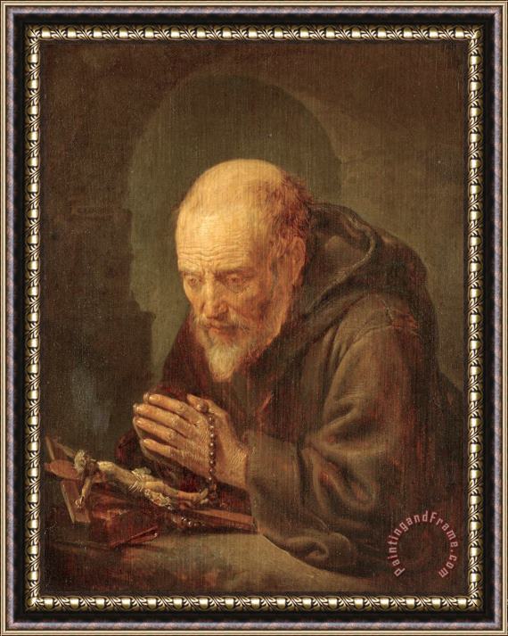 Gerard Dou A Hermitin Prayer Framed Painting