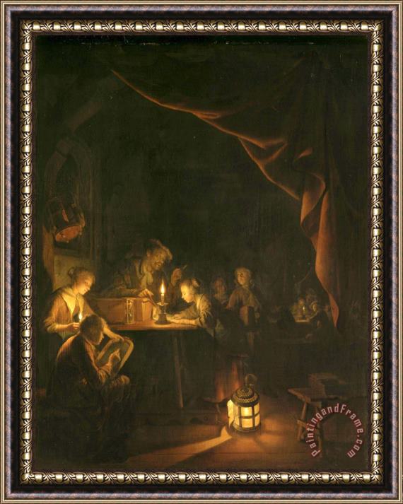 Gerard Dou The Night School Framed Painting