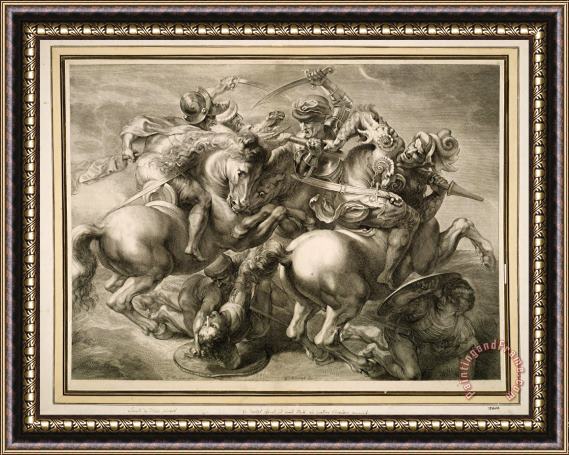Gerard Edelinck The Battle of Four Horsemen (battle of Anghiari) Framed Painting