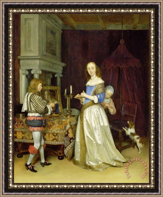 Gerard ter Borch  A Lady at Her Toilet Framed Painting