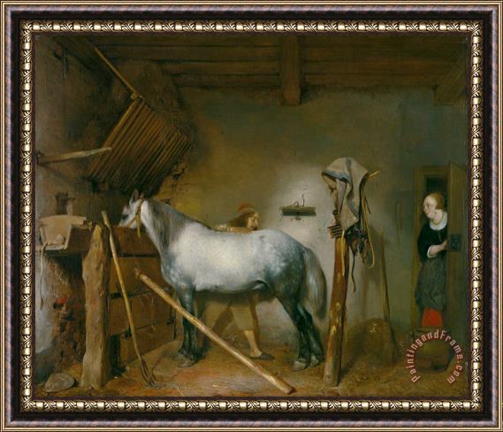 Gerard ter Borch Horse Stable Framed Print
