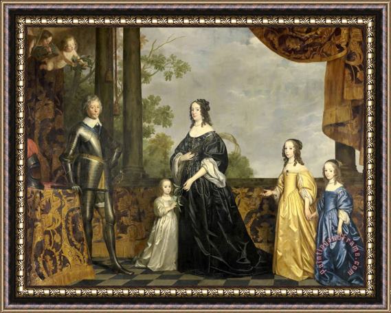 Gerard Van Honthorst Frederick Henry, His Consort Amalia of Solms, And Their Three Youngest Daughters Framed Print