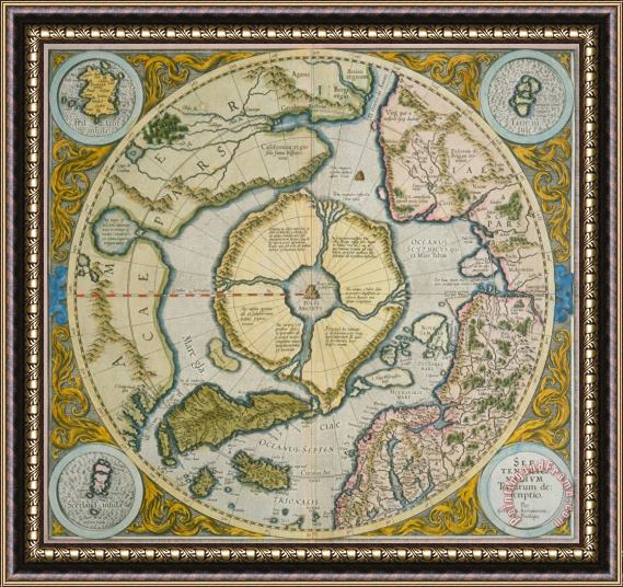 Gerardus Mercator Septentrionalium Terrarum descriptio Framed Print