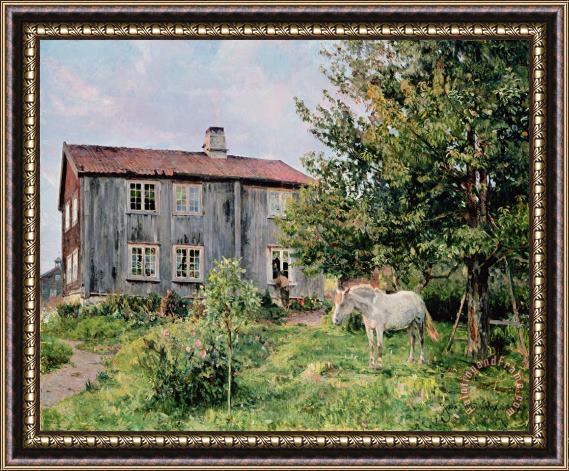 Gerhard Peter Frantz Vilhelm Munthe At The Farm Framed Painting