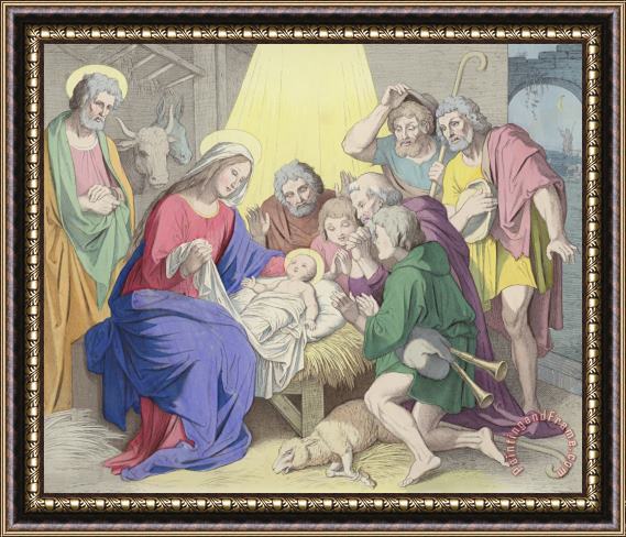 German School The Adoration Of The Shepherds Framed Painting