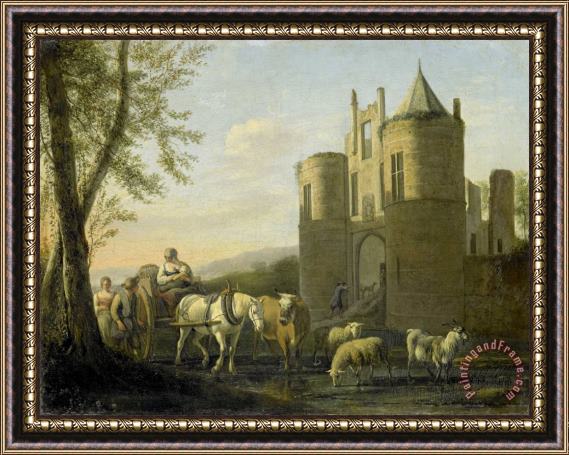 Gerrit Adriaensz. Berckheyde The Main Gate to Egmond Castle Framed Painting