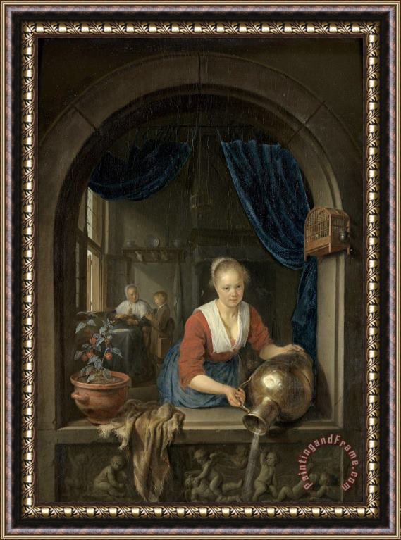 Gerrit Dou Maid at The Window Framed Painting