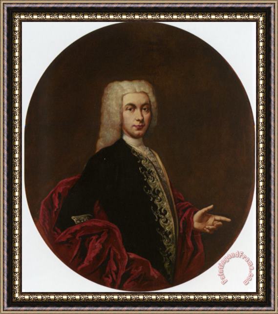 Giacomo Ceruti Portrait of a Gentleman Half Length Wearing an Embroidered Doublet Framed Painting