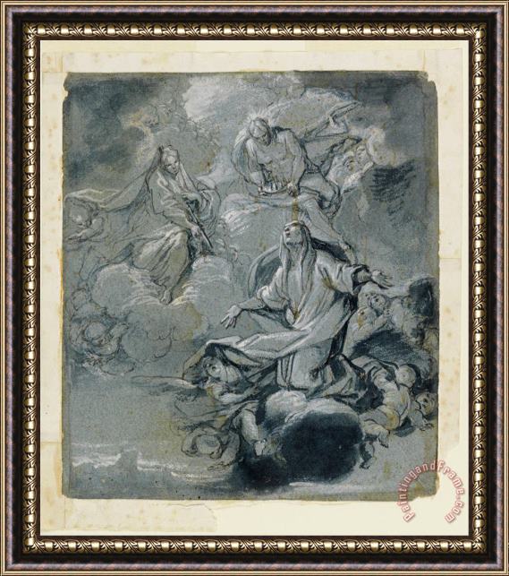 Giacomo Farelli Apotheosis of a Female Saint Framed Painting