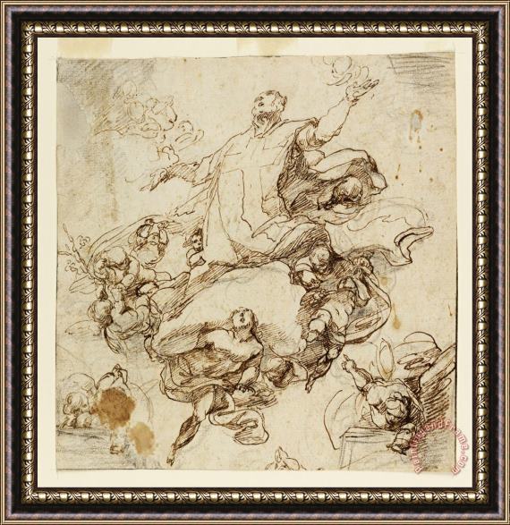 Giacomo Farelli Glorification of St. Filippo Neri Framed Painting