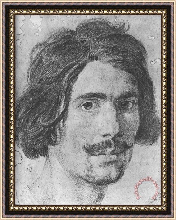 Gian Lorenzo Bernini Portrait of a Man with a Moustache (supposed Selfportrait) Framed Painting