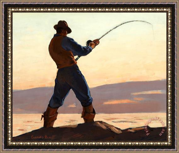 Gifford Reynolds Beal Sea Bass Fisherman Framed Painting