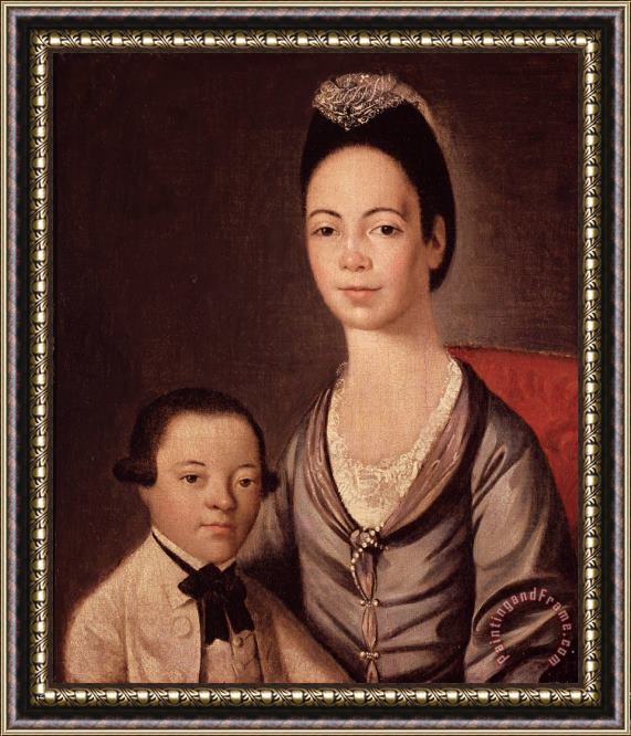  Gilbert Stuart Mrs. Aaron Lopez and her son Joshua Framed Print