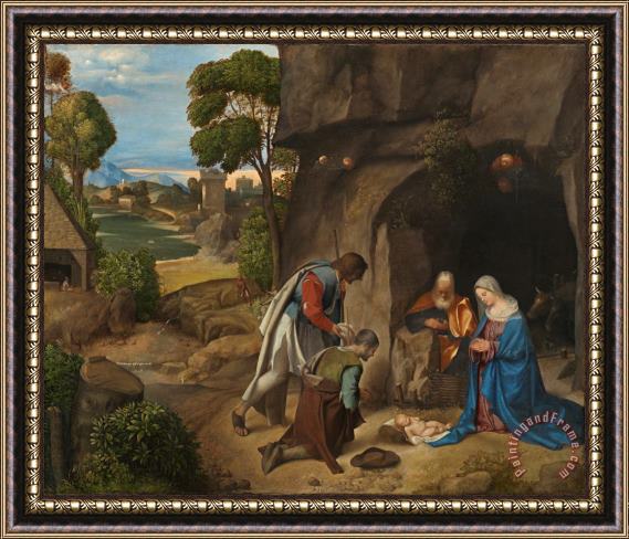 Giorgio da Castelfranco Giorgione The Adoration Of The Shepherds Framed Painting