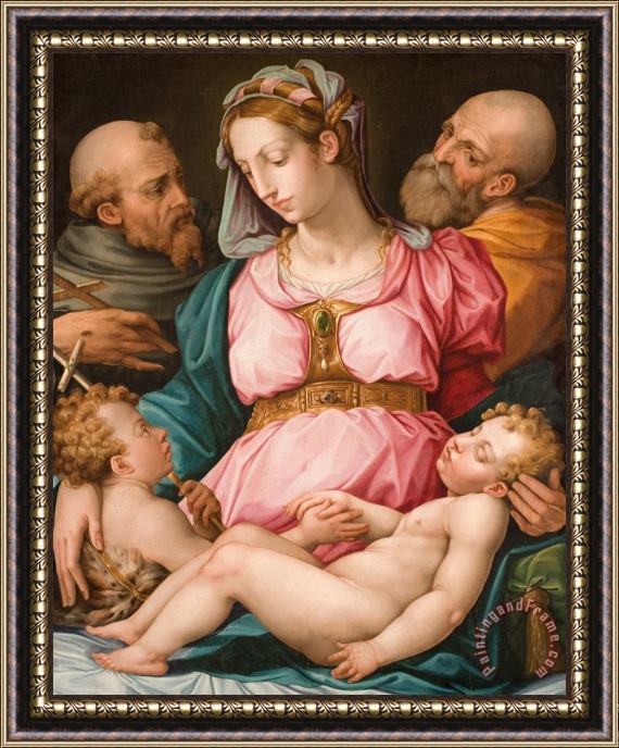 Giorgio Vasari Holy Family With The Infant Saint John The Baptist And Saint Francis Framed Painting
