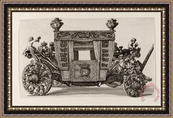 Giovanni Battista Lenardi Side View of The Second Carriage of Lord Castelmaine Built in 1686 by Andrea Cornely After His Own D... Framed Painting