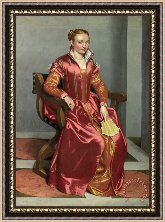 Giovanni Battista Moroni Portrait of a Lady, Perhaps Contessa Lucia Albani Avogadro ('la Dama in Rosso') Framed Print