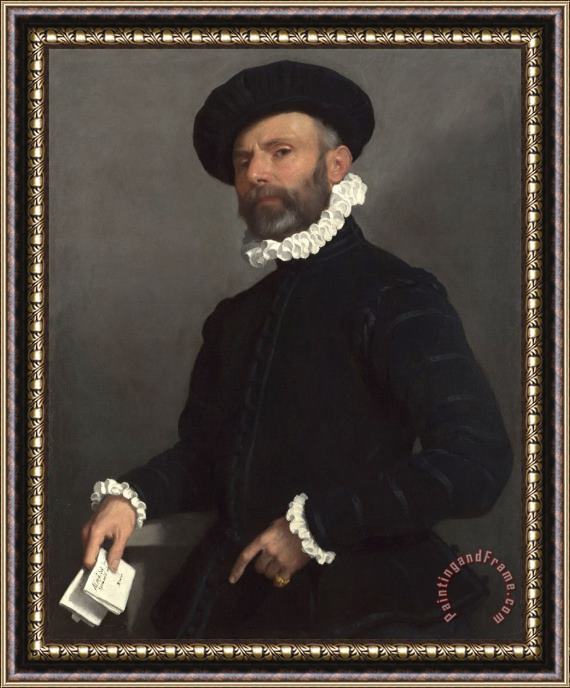 Giovanni Battista Moroni Portrait of a Man Holding a Letter ('l'avvocato') Framed Painting