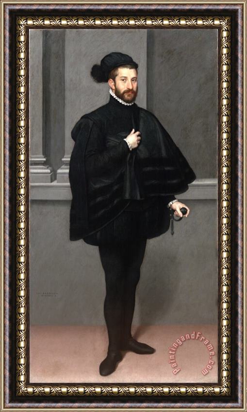 Giovanni Battista Moroni The Knight in Black Framed Painting