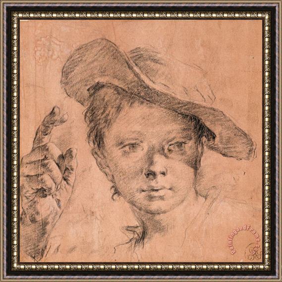 Giovanni Battista Piazzetta Portrait of a Boy Pointing with Raised Right Hand, C. 1740 1745 Framed Print