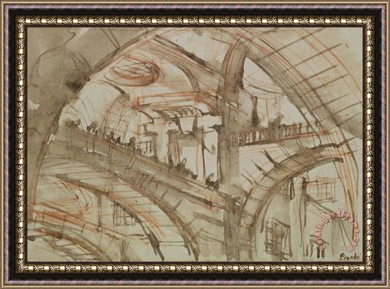 Giovanni Battista Piranesi Drawing Of An Imaginary Prison Framed Painting