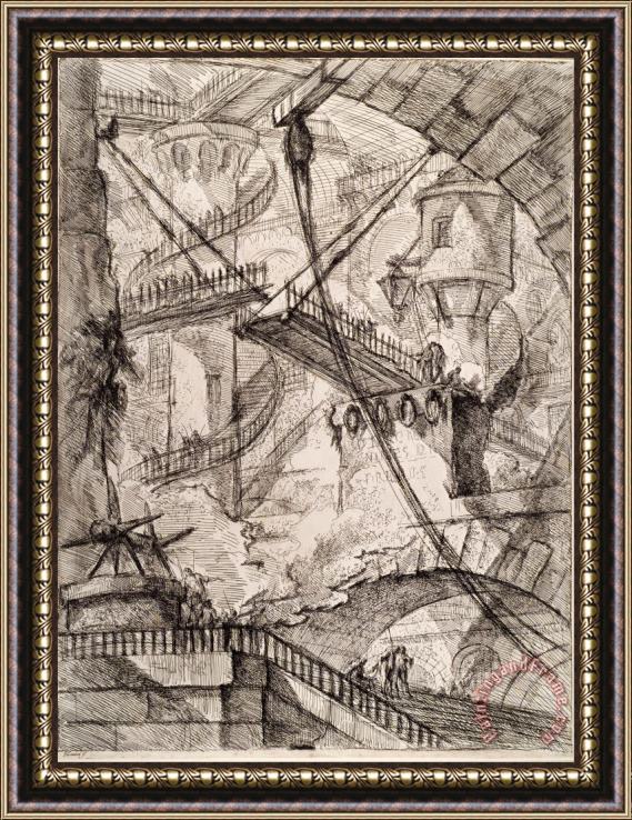 Giovanni Battista Piranesi The Drawbridge Framed Painting