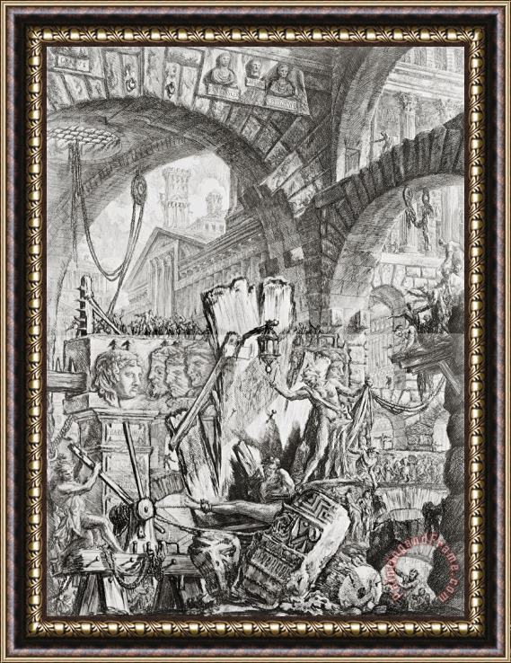 Giovanni Battista Piranesi The Man On The Rack Plate II From Carceri D'invenzione Framed Print